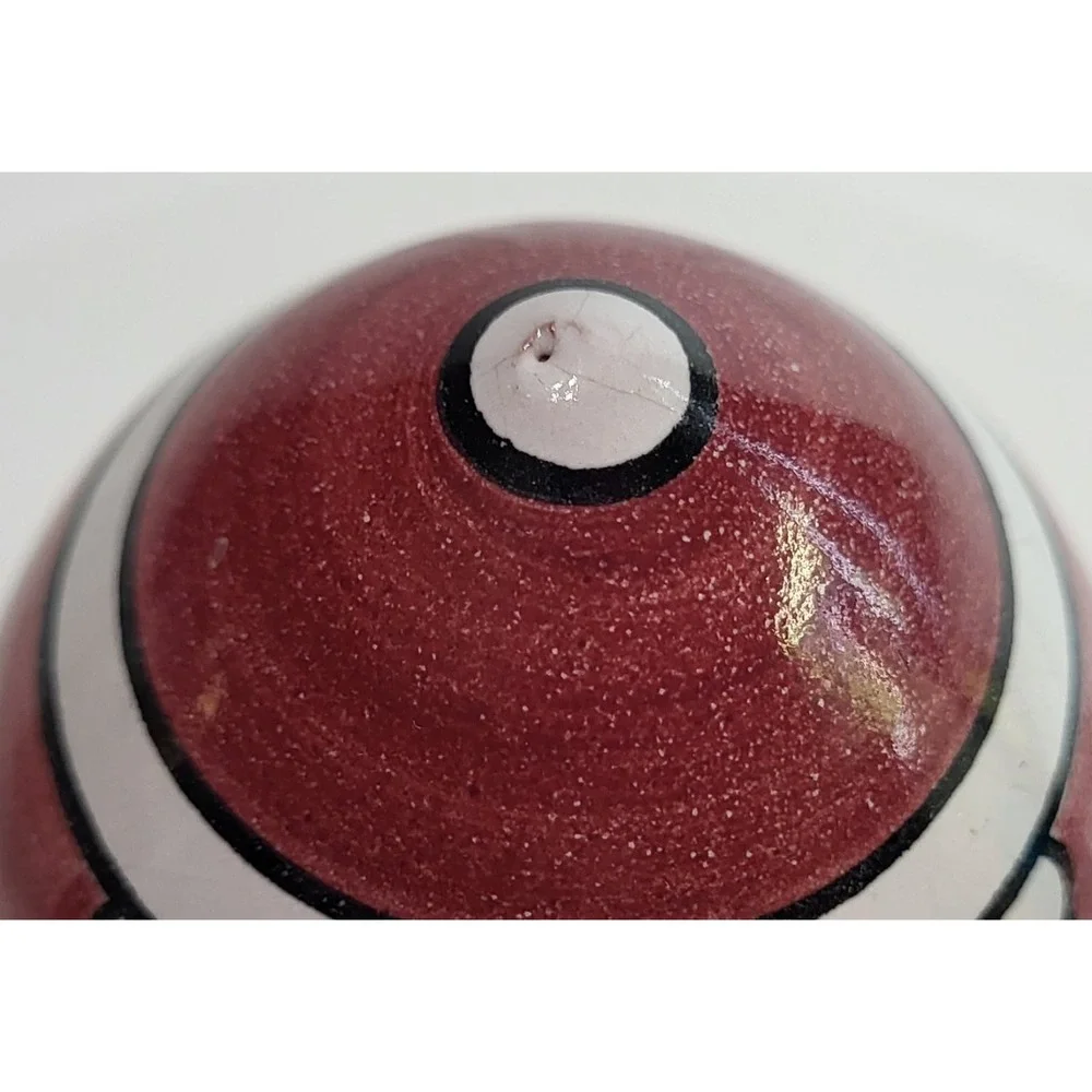Santa Claus Columbia Falls Red Clay Ceramic Hand Painted Round Figurine Vintage